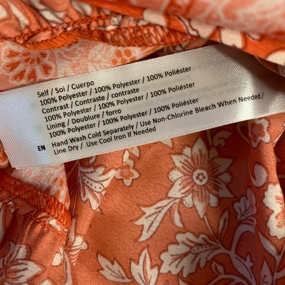 NWT band of the free Women Boho Floral Maxi Dress Orange Size Small - Picture 5 of 7